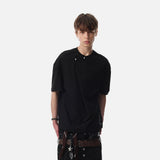 DAXUEN Asymmetrical snap button short-sleeved T-shirt