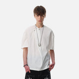 DAXUEN Asymmetrical snap button short-sleeved T-shirt