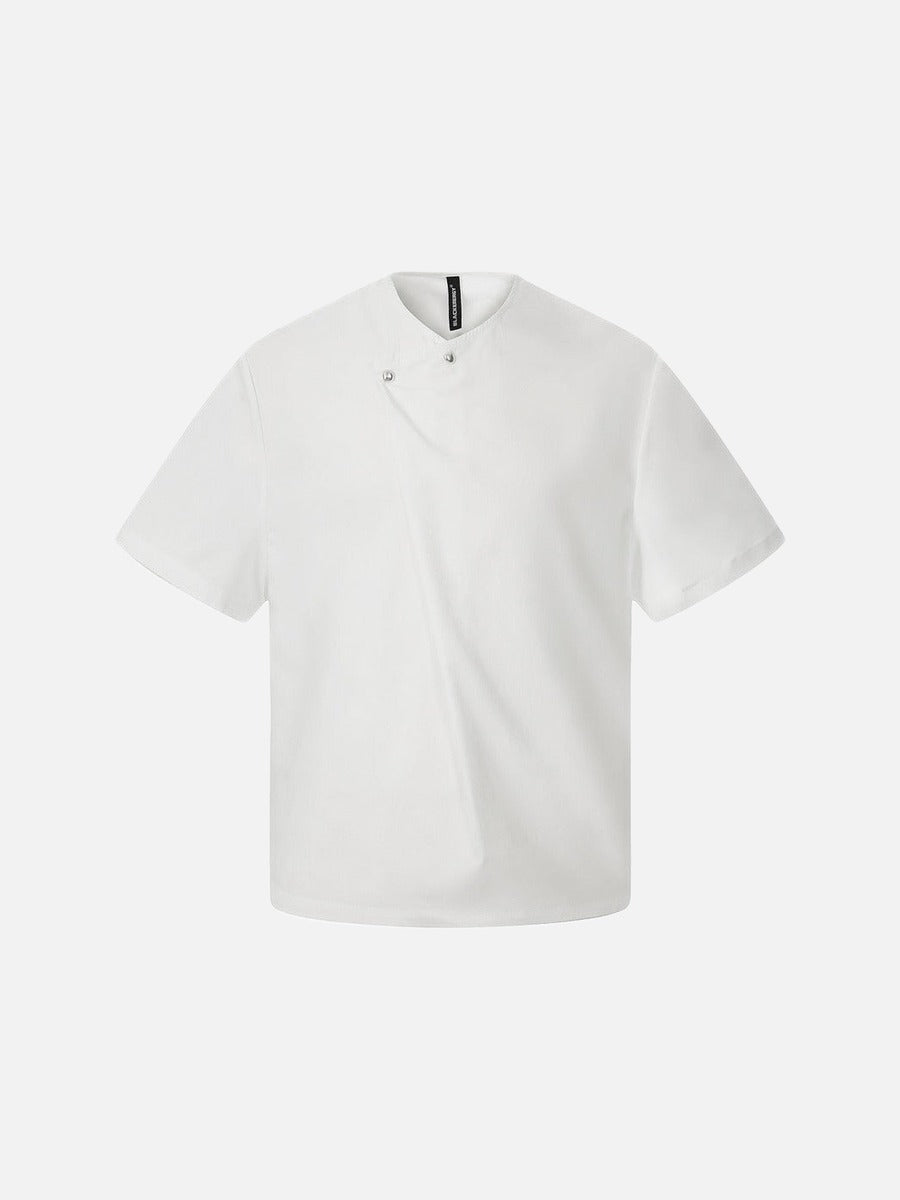 DAXUEN Asymmetrical snap button short-sleeved T-shirt