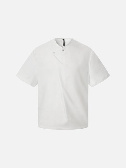 DAXUEN Asymmetrical snap button short-sleeved T-shirt