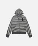 DAXUEN Hooded zip-up jacket with stripes and kangaroo pocket