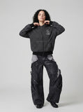 DAXUEN Hooded zip-up jacket with stripes and kangaroo pocket — model photo