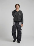 DAXUEN Hooded zip-up jacket with stripes and kangaroo pocket — model photo