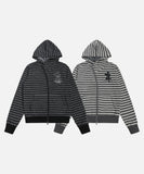 DAXUEN Hooded zip-up jacket with stripes and kangaroo pocket
