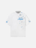 Oversized T-shirt with snowflake and star graphics