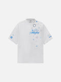 Oversized T-shirt with snowflake and star graphics