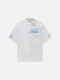 Oversized T-shirt with snowflake and star graphics
