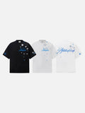Oversized T-shirt with snowflake and star graphics