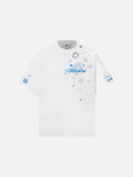 Oversized T-shirt with snowflake and star graphics