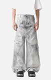DAXUEN High-waisted wide-leg cargo pants with acid-wash effect