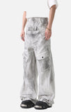 DAXUEN High-waisted wide-leg cargo pants with acid-wash effect