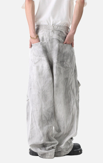 DAXUEN High-waisted wide-leg cargo pants with acid-wash effect