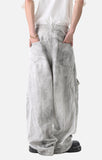 DAXUEN High-waisted wide-leg cargo pants with acid-wash effect