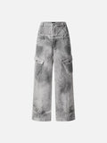 DAXUEN High-waisted wide-leg cargo pants with acid-wash effect