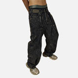 DAXUEN Men's baggy acid-wash denim jeans — model photo