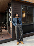 DAXUEN Men's baggy acid-wash denim jeans — model photo