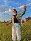 DAXUEN Wide-leg cargo pants with graphic print — model photo