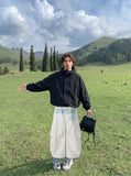 DAXUEN Wide-leg cargo pants with graphic print — model photo