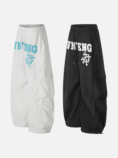 DAXUEN Wide-leg cargo pants with graphic print