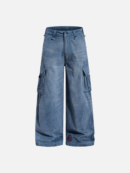 DAXUEN Wide-leg baggy cargo pants with embroidery