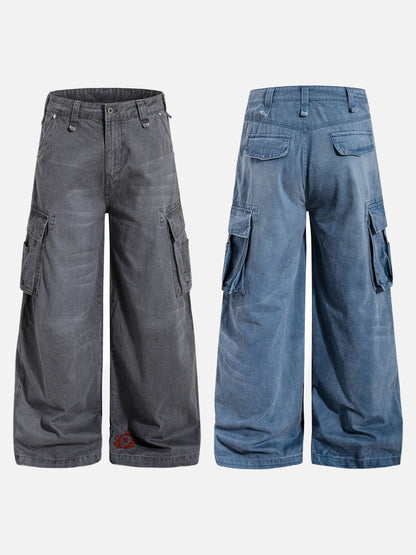 DAXUEN Wide-leg baggy cargo pants with embroidery