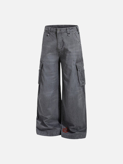 DAXUEN Wide-leg baggy cargo pants with embroidery
