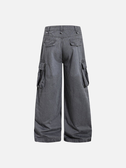 DAXUEN Wide-leg baggy cargo pants with embroidery