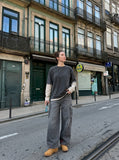 DAXUEN Wide-leg baggy cargo pants with embroidery — model photo