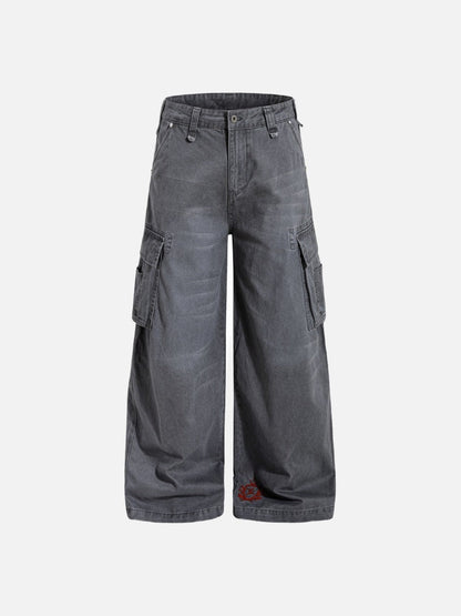 DAXUEN Wide-leg baggy cargo pants with embroidery