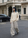 DAXUEN Baggy cargo pants with large pockets and zippers — model photo
