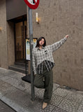 DAXUEN dark olive green oversized cargo pants — model photo