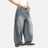DAXUEN Loose-fitting wide-leg denim jeans with embroidered pockets