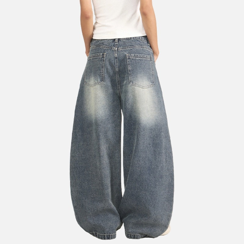 DAXUEN Loose-fitting wide-leg denim jeans with embroidered pockets