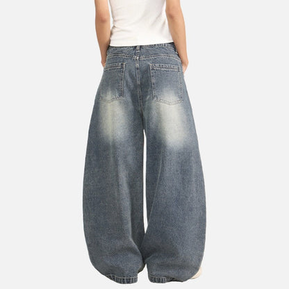 DAXUEN Loose-fitting wide-leg denim jeans with embroidered pockets