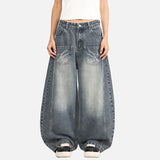 DAXUEN Loose-fitting wide-leg denim jeans with embroidered pockets