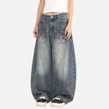 DAXUEN Loose-fitting wide-leg denim jeans with embroidered pockets