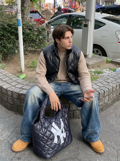DAXUEN Baggy Denim Jeans with Embroidered Pockets | DAXUEN — model photo