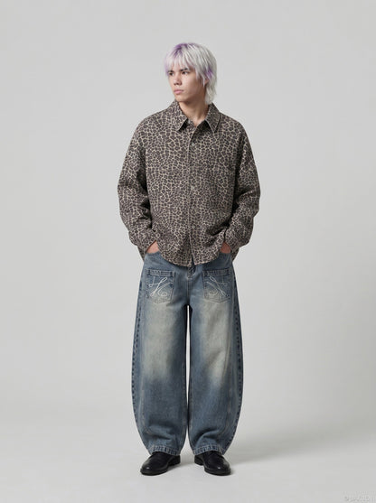 DAXUEN Baggy Denim Jeans with Embroidered Pockets | DAXUEN — model photo