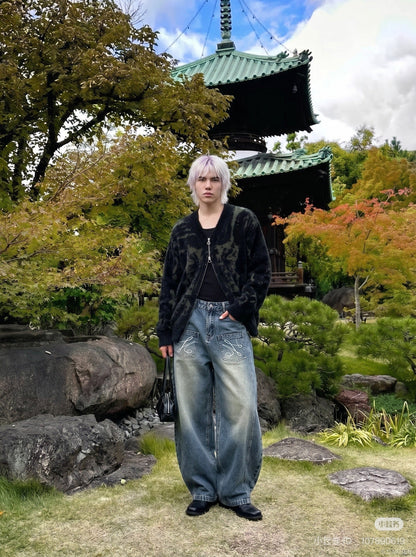 DAXUEN Baggy Denim Jeans with Embroidered Pockets | DAXUEN — model photo