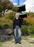 DAXUEN Baggy Denim Jeans with Embroidered Pockets | DAXUEN — model photo
