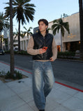 DAXUEN Baggy Denim Jeans with Embroidered Pockets | DAXUEN — model photo