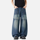 DAXUEN Baggy denim jeans with wide-leg silhouette and raw edge details