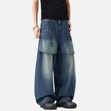 DAXUEN Baggy denim jeans with wide-leg silhouette and raw edge details