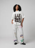 DAXUEN Oversized wide-leg sweatpants with graphic prints — model photo
