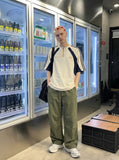 DAXUEN olive green baggy wide-leg casual pants — model photo