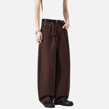 DAXUEN Men's baggy wide-leg pants in dark brown and black