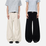 DAXUEN Men's baggy wide-leg trousers in solid black and beige