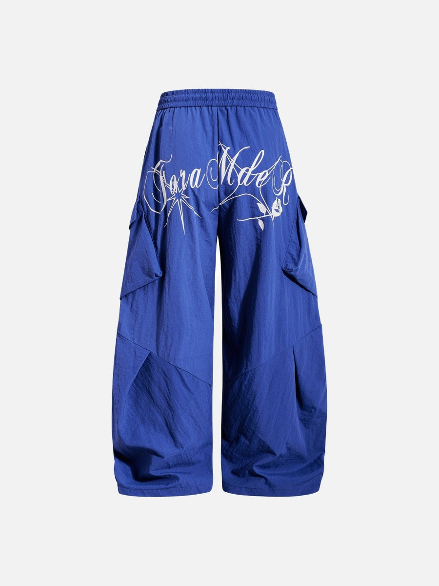 DAXUEN Oversized wide-leg cargo pants with graphic design