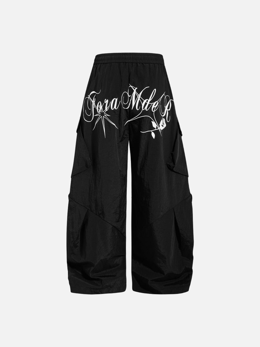 DAXUEN Oversized wide-leg cargo pants with graphic design