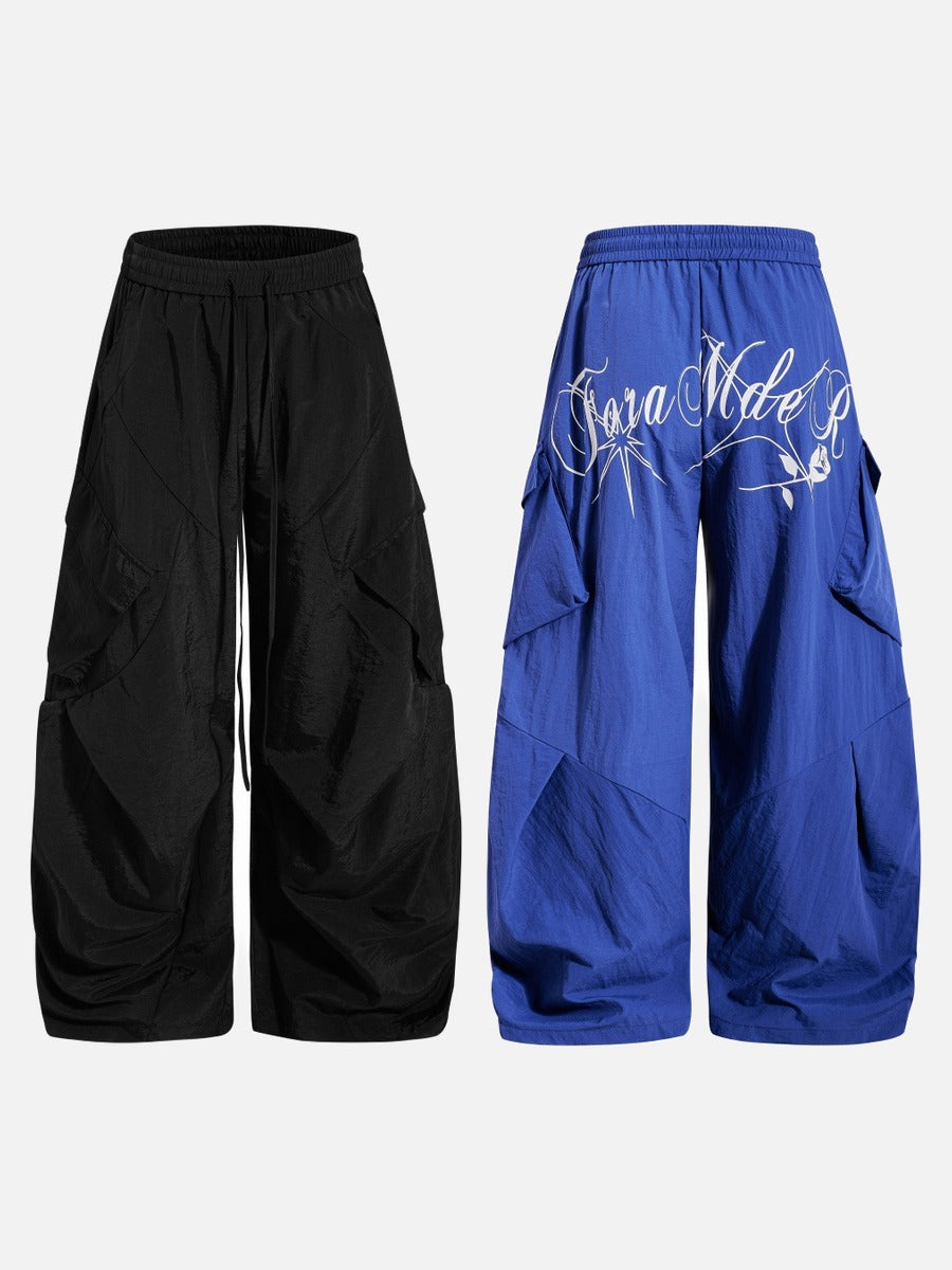 DAXUEN Oversized wide-leg cargo pants with graphic design